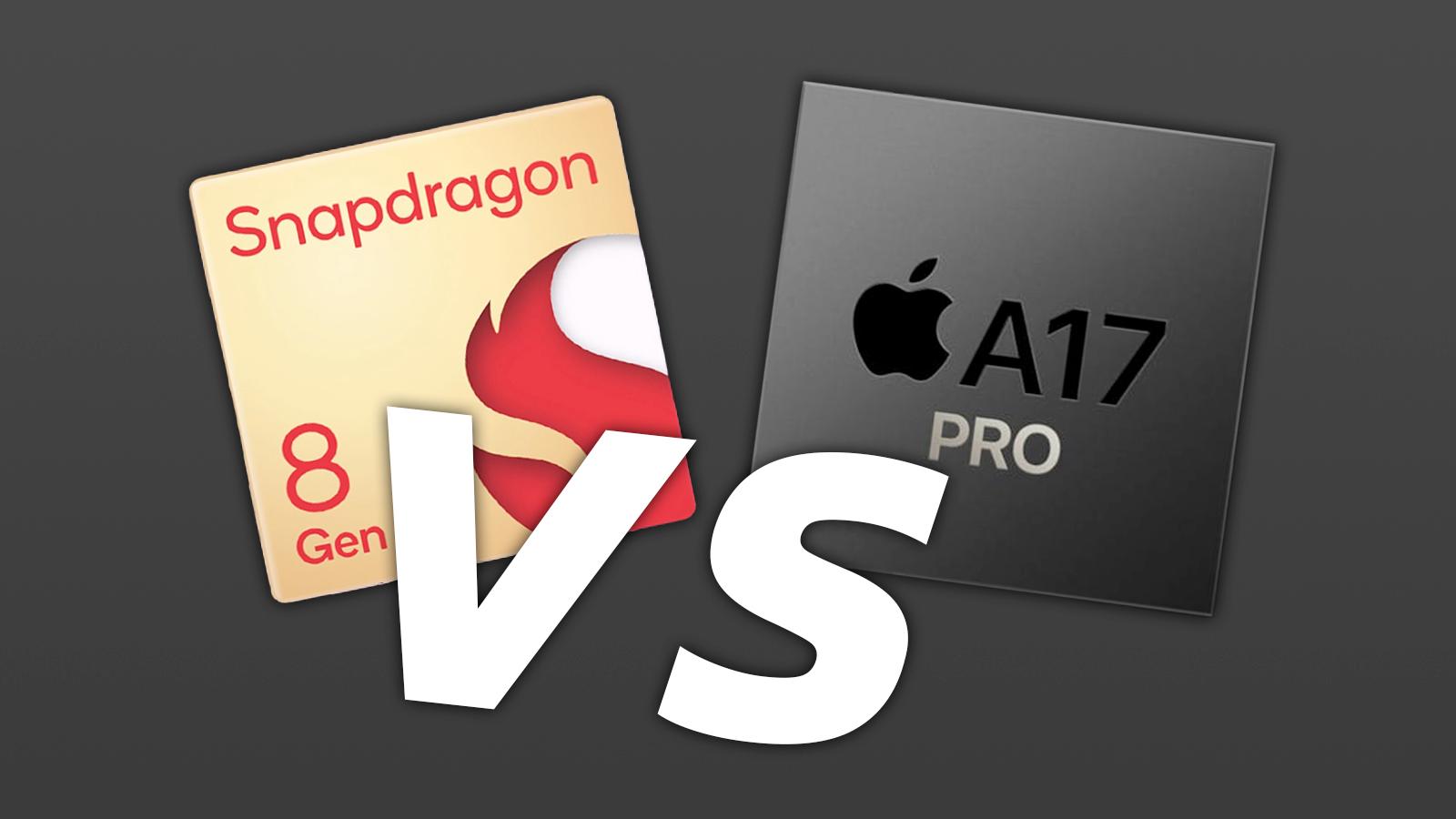 snapdragon and apple chip logos with a big VS over the top