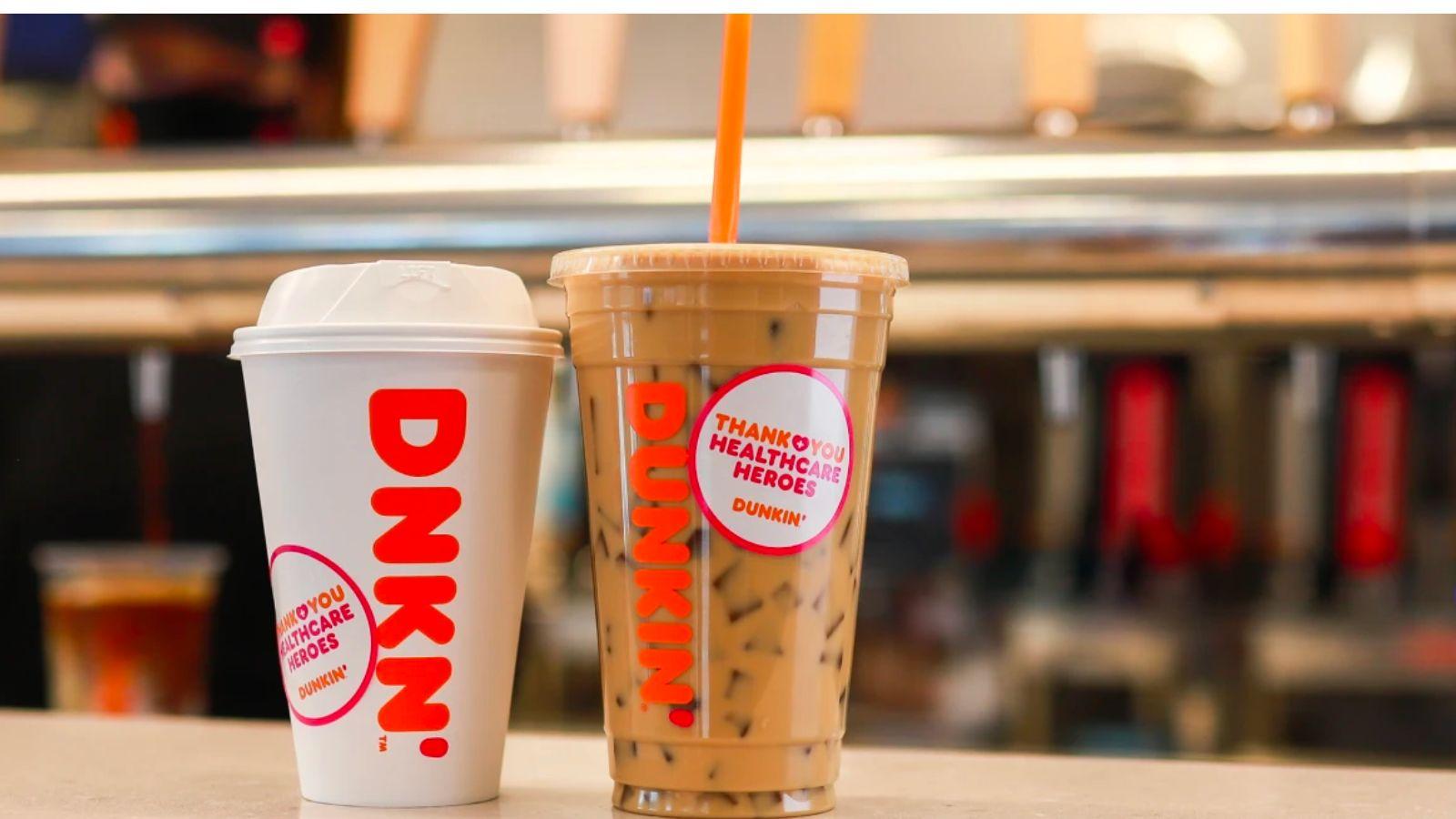 Two dunkin coffees