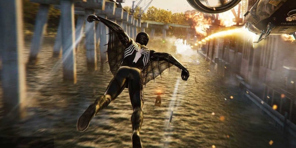 Marvel's Spider-man 2 black suit web wings