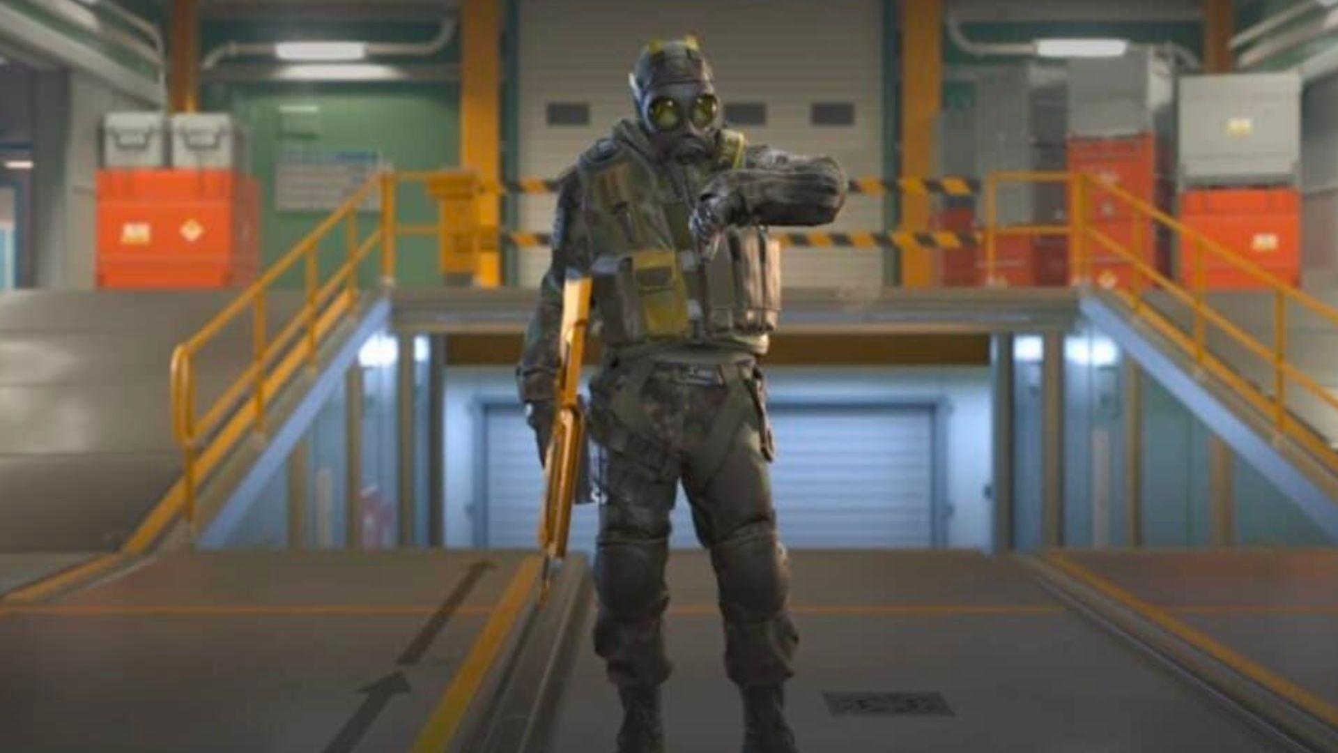 CT model stood on Ramp in Nuke in Counter-Strike 2