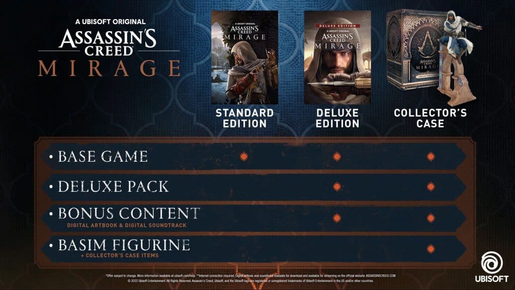 different editions of assassin's creed mirage
