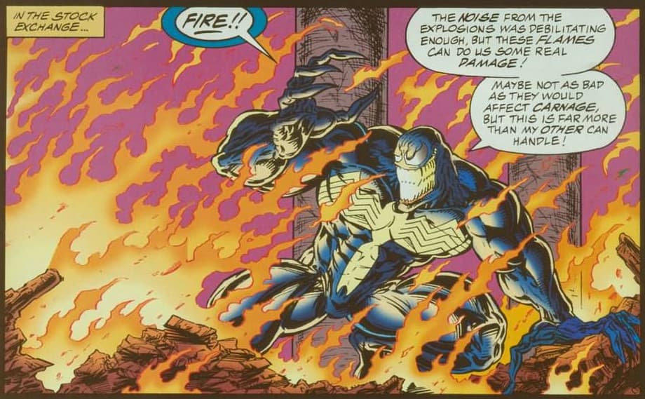 Venom is exposed to flame