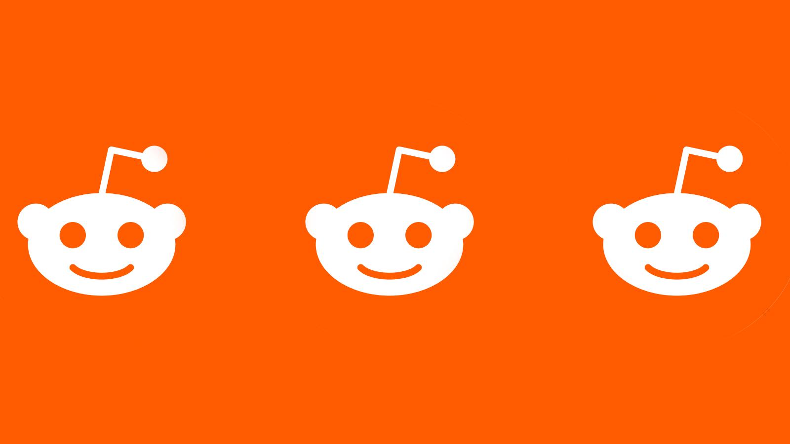 reddit logo three times on orange background