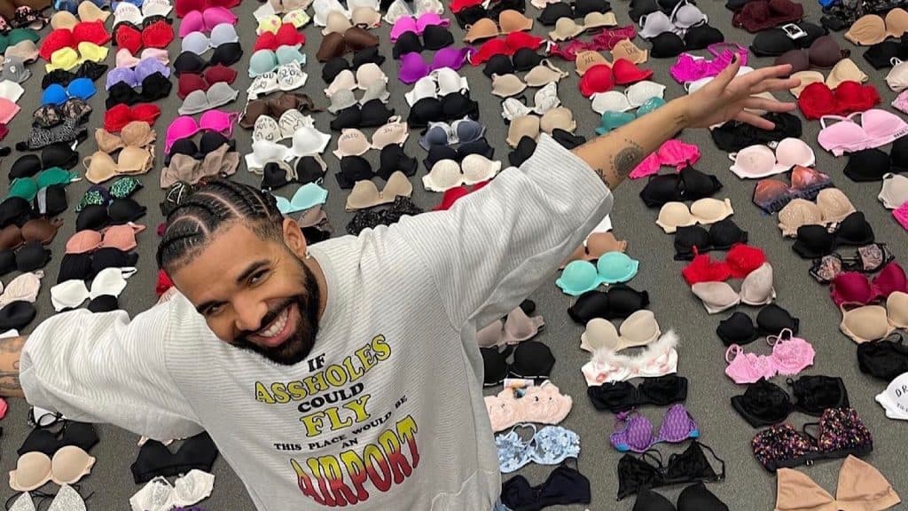Drake's collection of bras thrown at him while on his 'It's All A Blur Tour.'