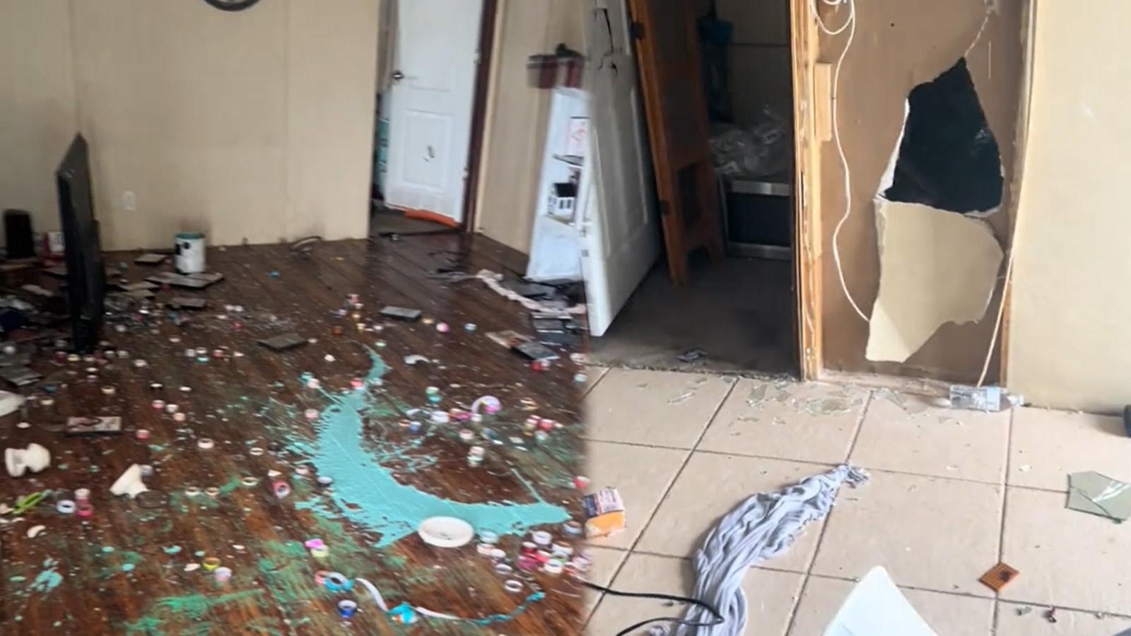 TikToker goes viral showing unreal house damage done by spiteful family member