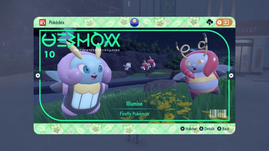 Pokémon violeta carmesí ilumina la pokedex