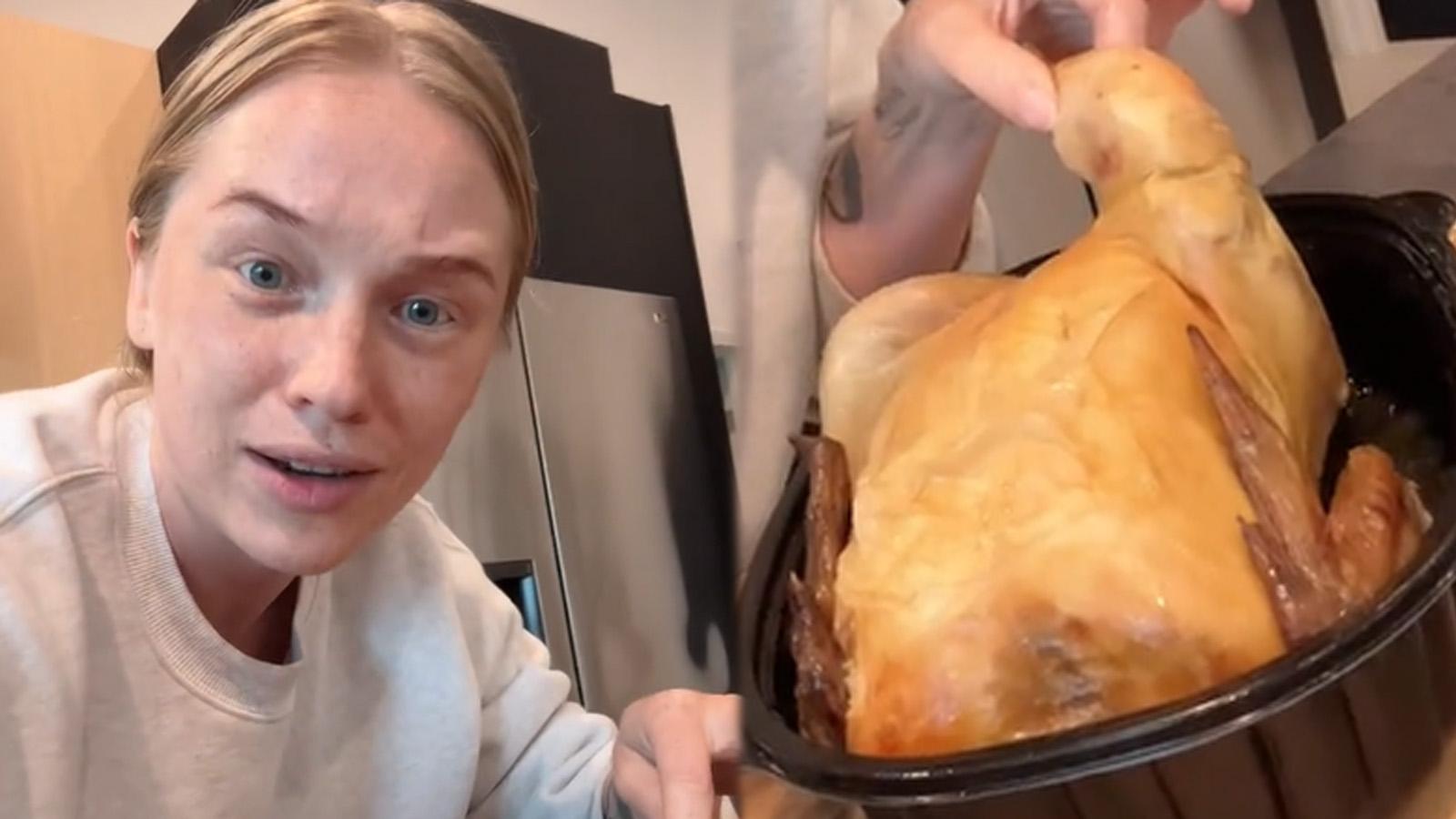 TikToker shares conspiracy theory after purchasing unappealing rotisserie chicken