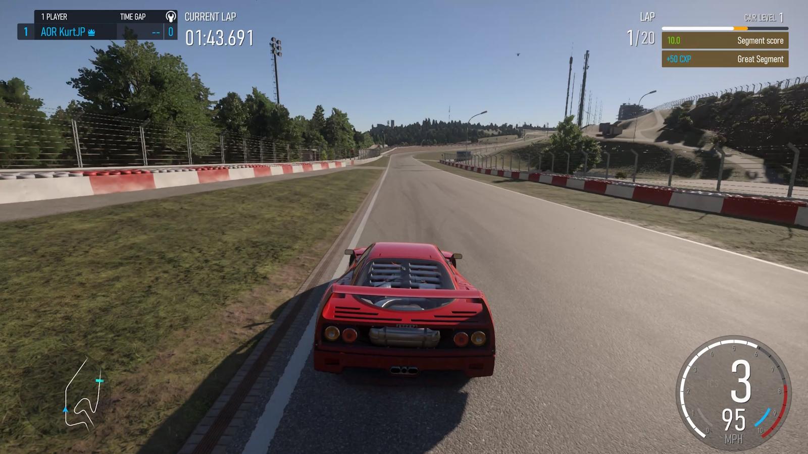 Ferrari F40 lapping Nurburgring GP to get fast car levels in Forza Motorsport.