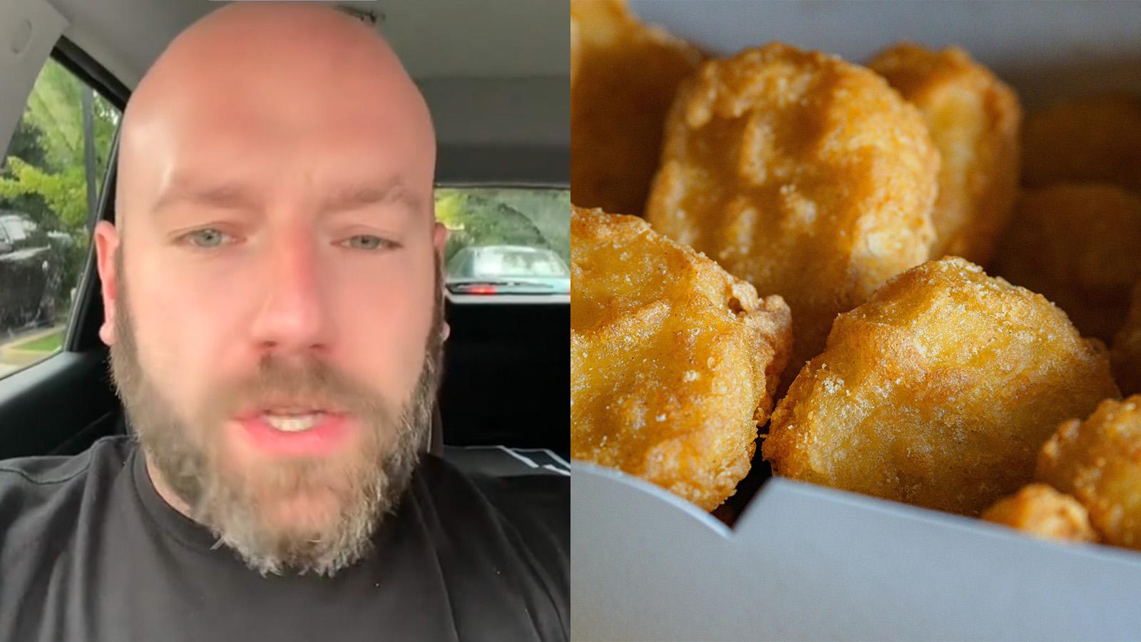 Former McDonalds Chef Mike Haracz on right, chicken nuggets on left