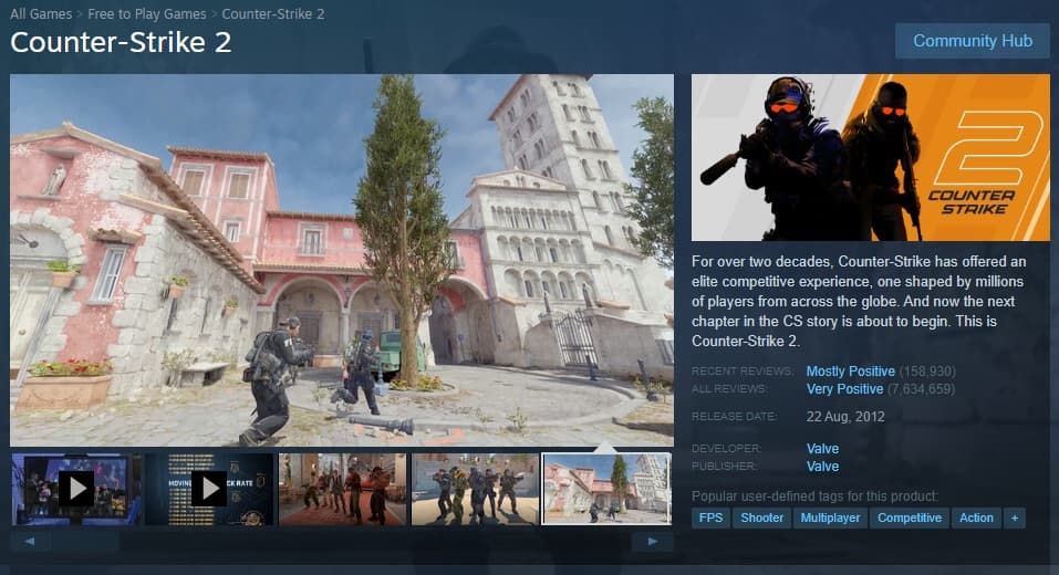 Counter-Strike 2 is available and free to play on Steam