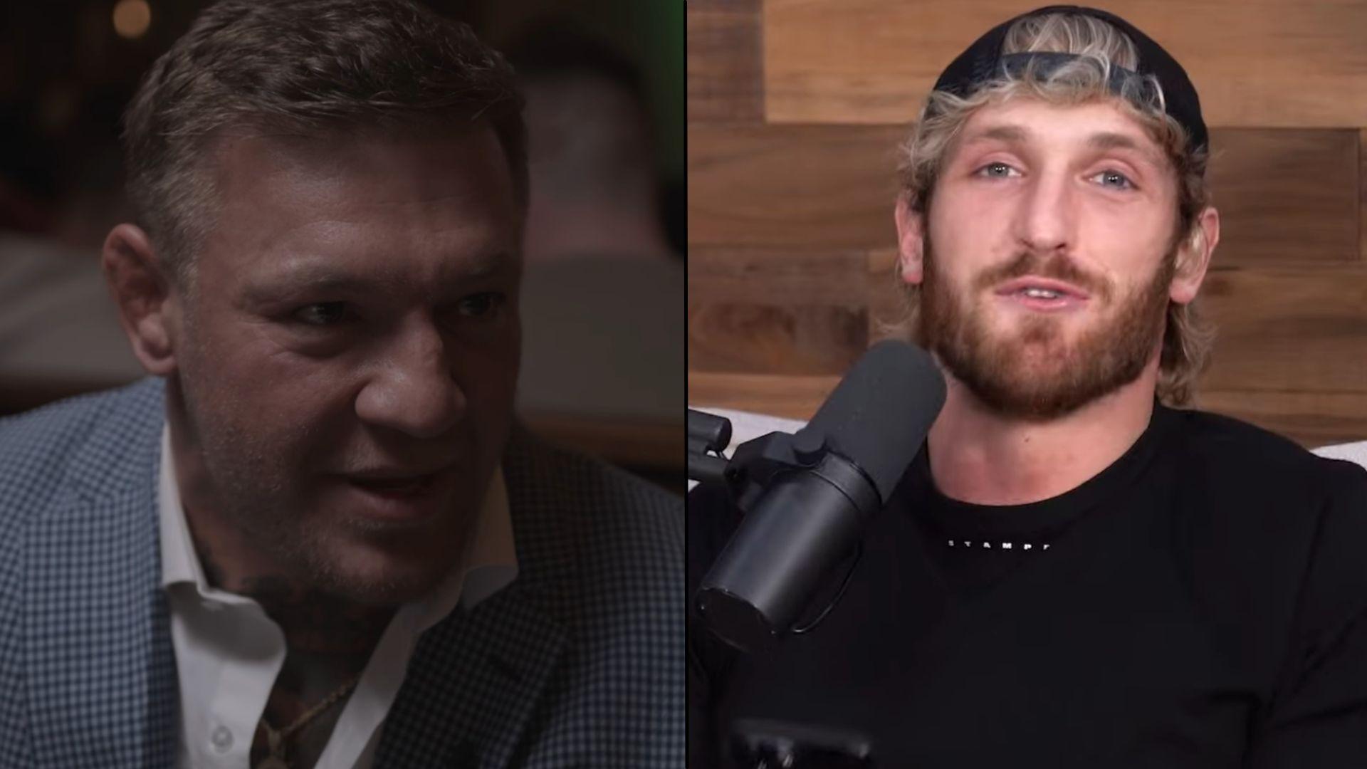 Conor McGregor side-by-side with logan paul talking to camera