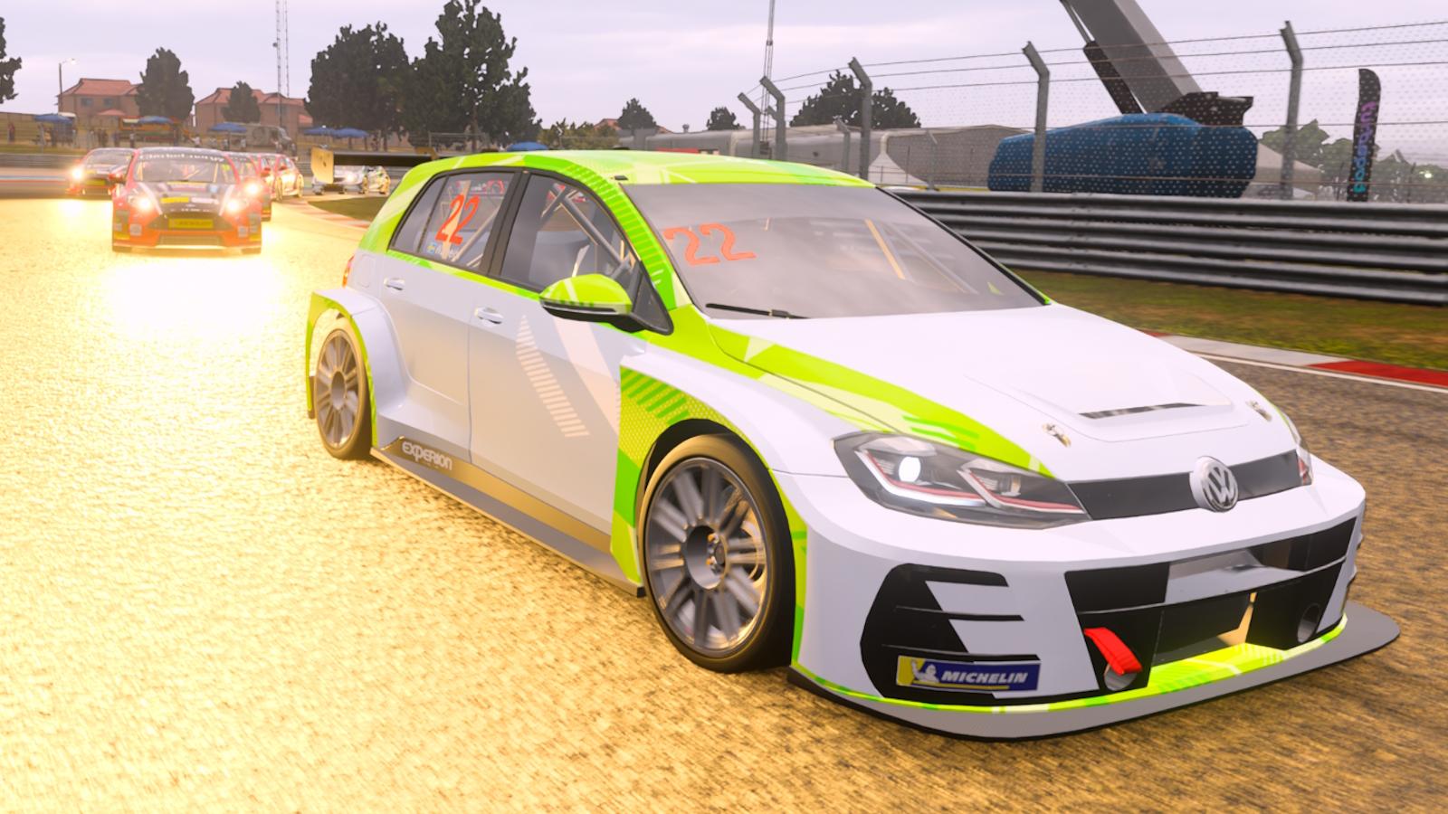 VW Touring car racing on Kyalami at night in Forza Motorsport multiplayer.