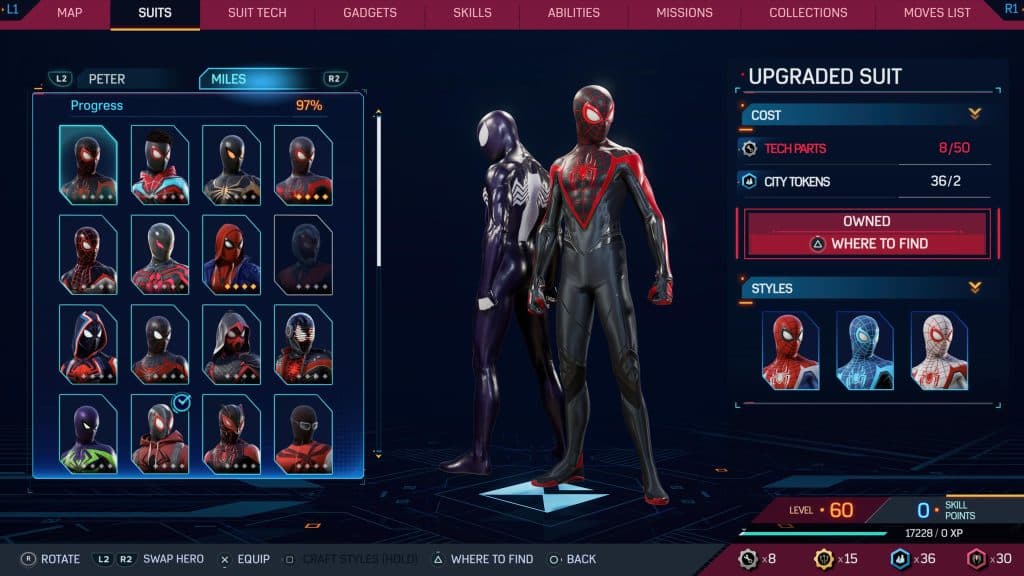 Upgraded suit from Marvel's Spider-Man 2