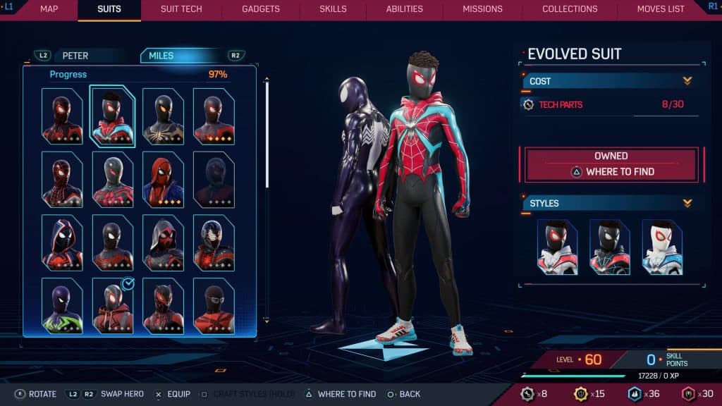 Evolved suit from Marvel's Spider-Man 2