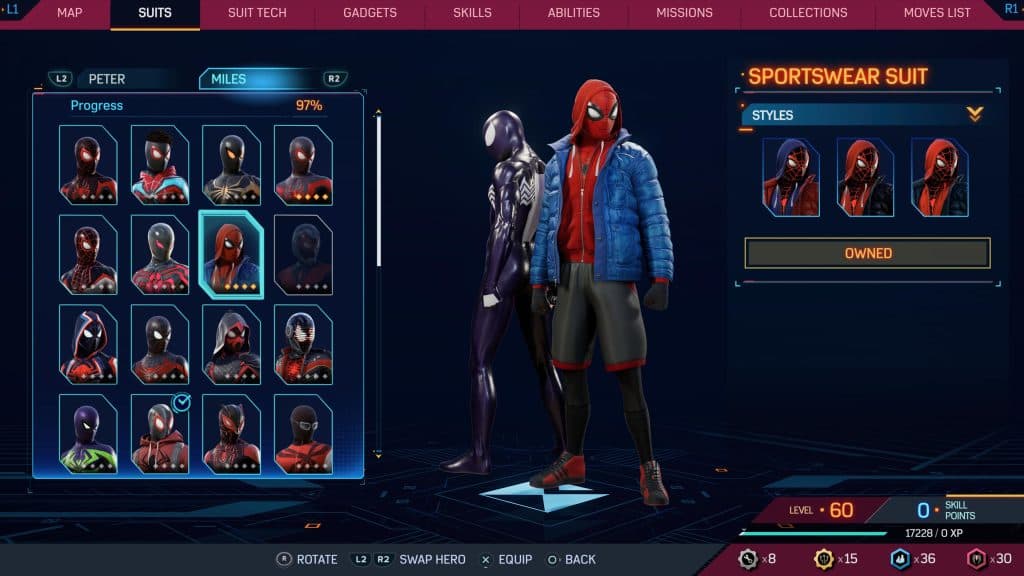 Sportswear suit from Marvel's Spider-Man 2