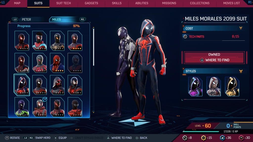 Miles Morales 2099 suit from Marvel's Spider-Man 2
