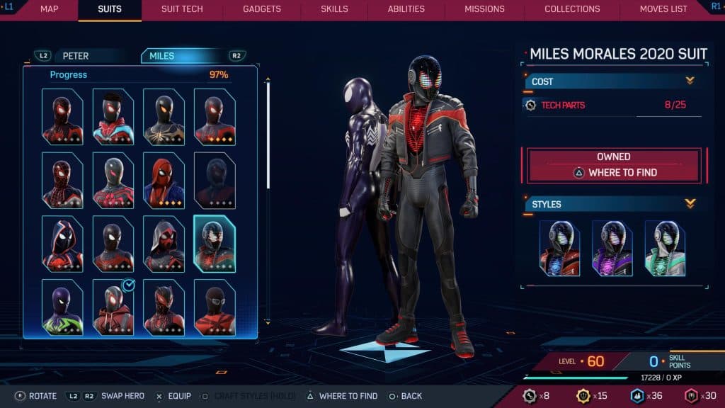 Miles Morales 2020 suit from Marvel's Spider-Man 2