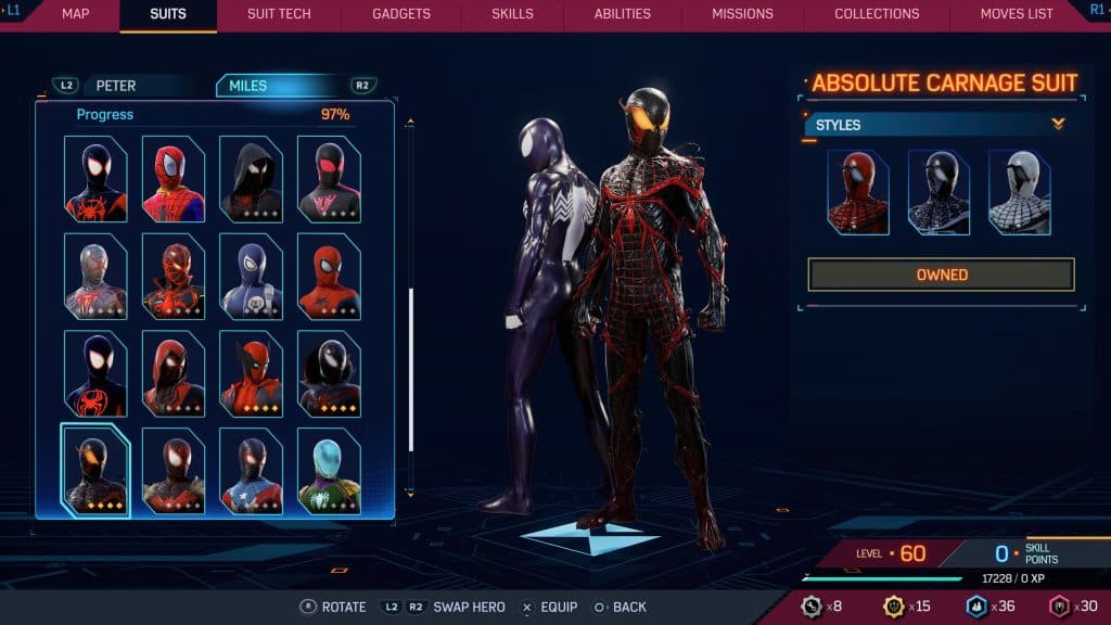 Absolute Carnage suit from Marvel's Spider-Man 2