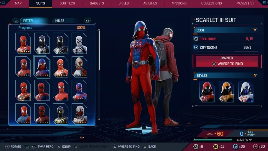 Scarlet III suit from Marvel's Spider-Man 2