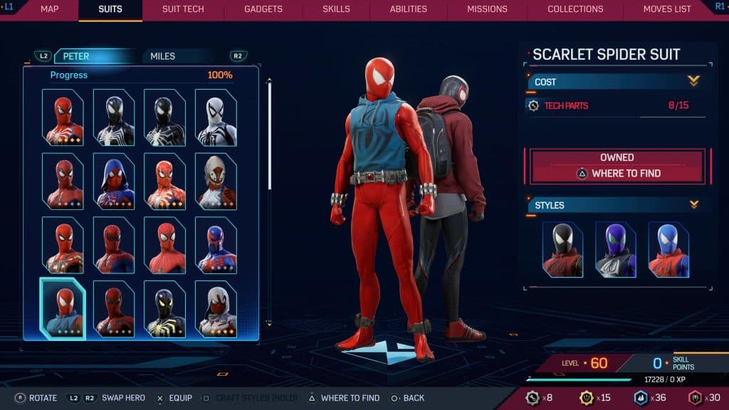 Scarlet Spider suit from Marvel's Spider-Man 2