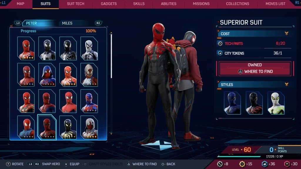 Superior suit from Marvel's Spider-Man 2