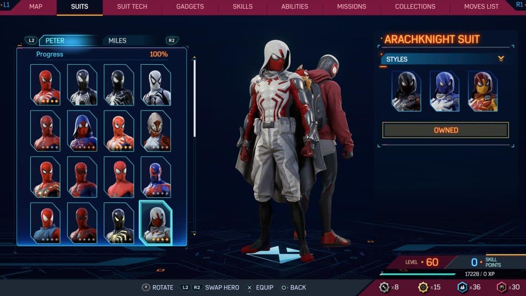 Arachknight suit from Marvel's Spider-Man 2