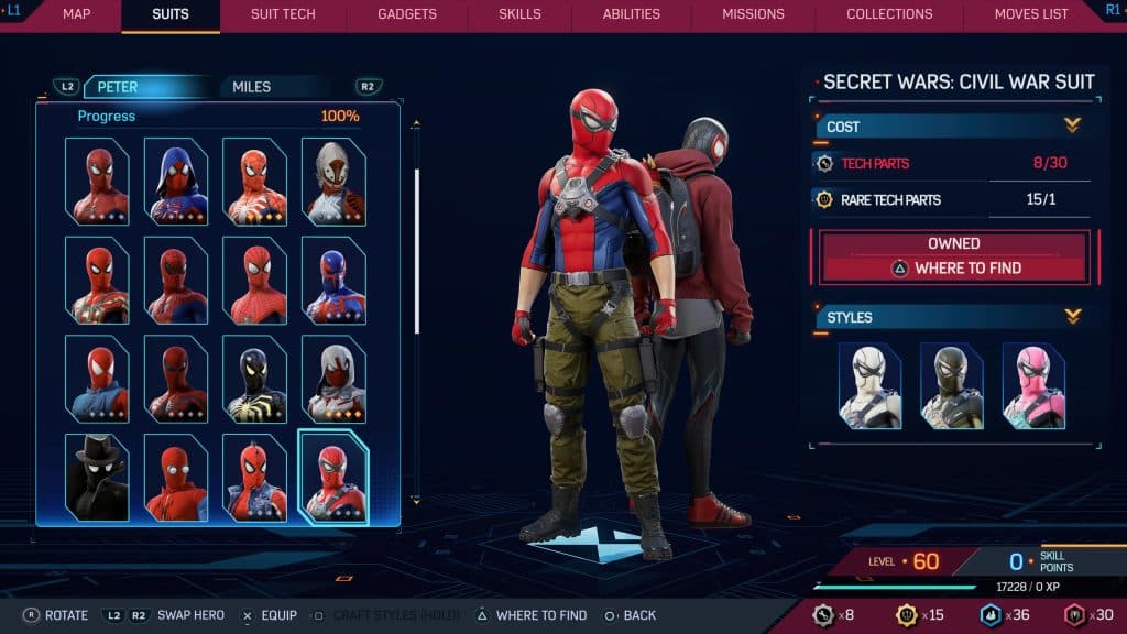 Secret Wars: Civil War suit from Marvel's Spider-Man 2