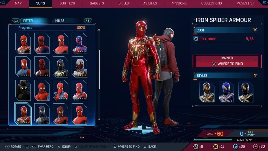 Iron spider Armour suit from Marvel's Spider-Man 2