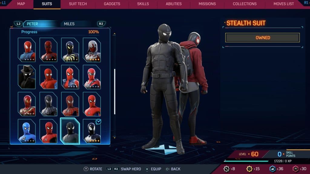 Stealth suit from Marvel's Spider-Man 2