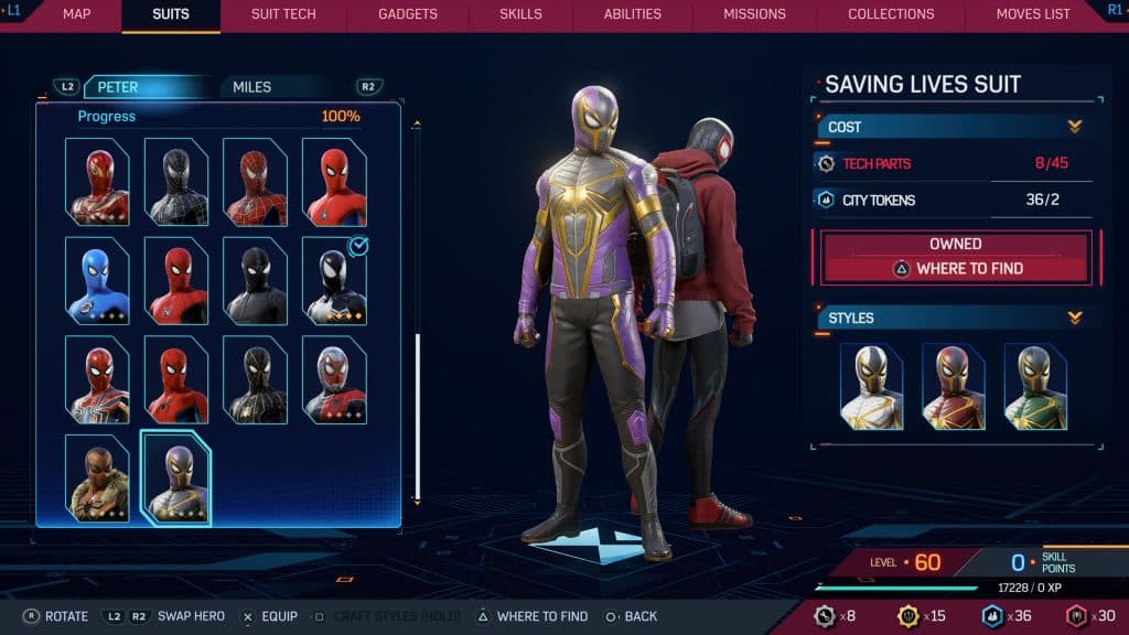 Saving Lives suit from Marvel's Spider-Man 2