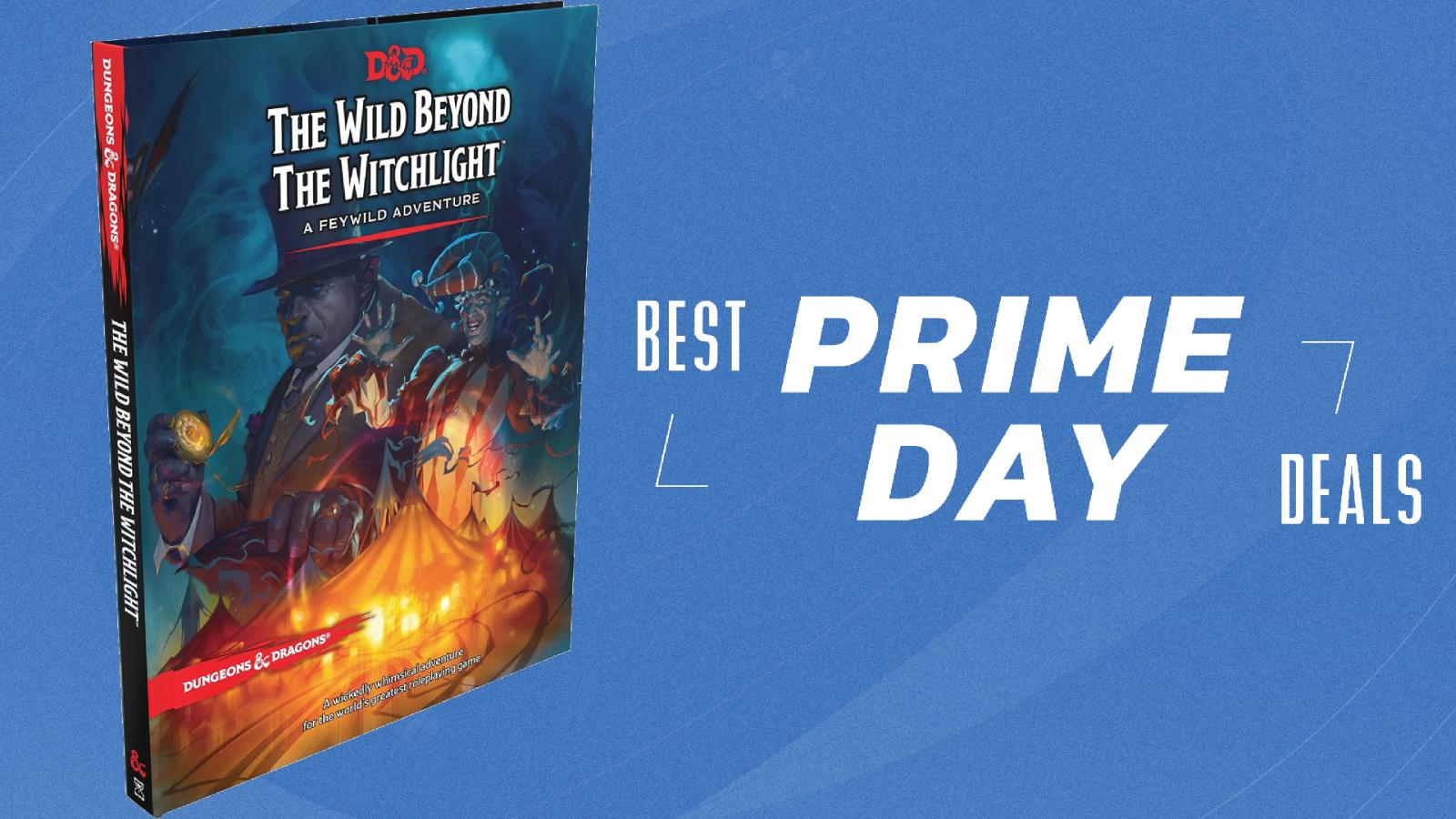 D&D Witchlight book on blue Prime Day background