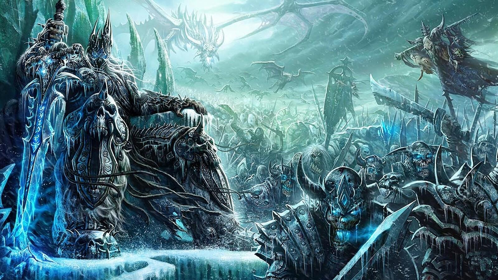 The Lich King sits on his throne in WotLK Classic
