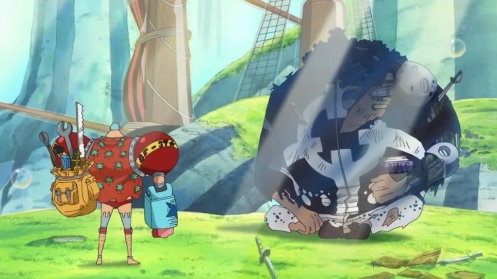 An image of Kuma saving Sunny in One Piece