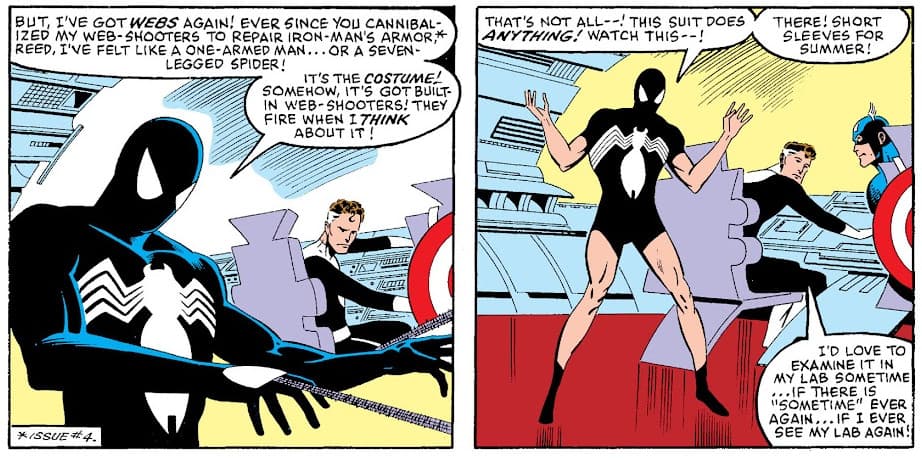Spider-Man's black suit generates webbing