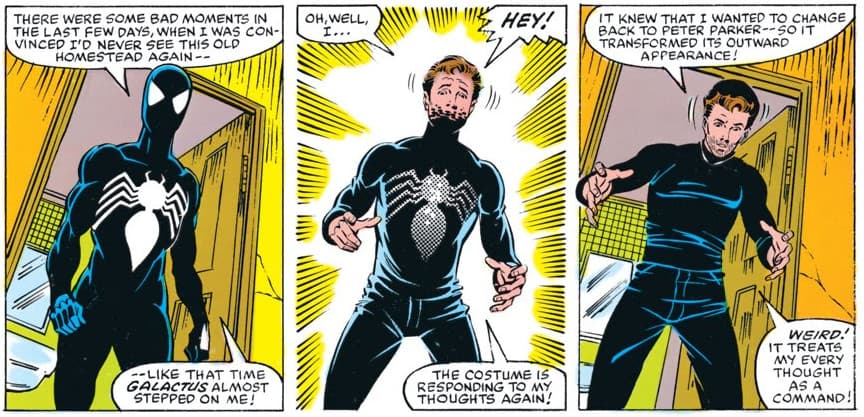 Spider-Man's black suit shapeshifts