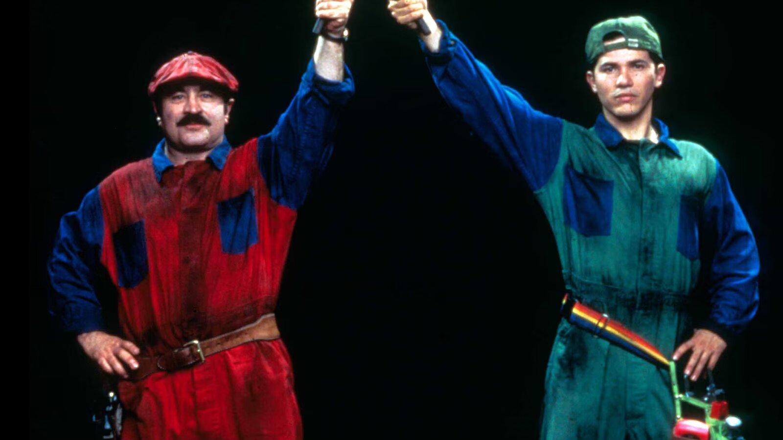 Bob Hoskins and John Leguizamo on the poster for 1993's Super Mario Bros movie.