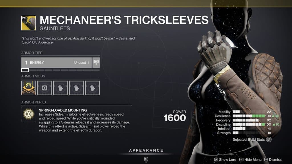 Mechaneer's Tricksleeves rework leaked revealing sidearm damage buffs coming to Destiny 2.