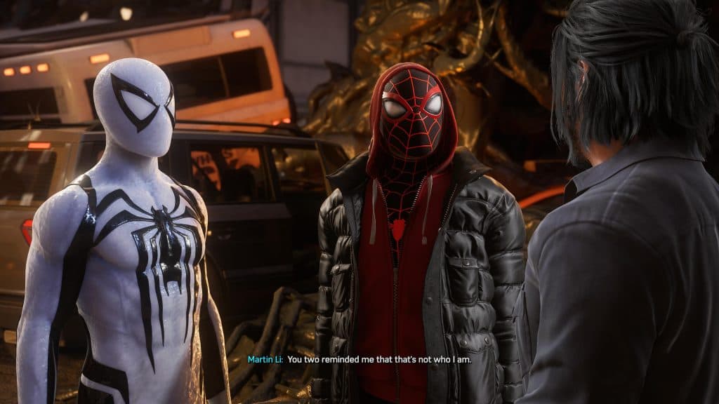 Peter and Miles talk to Martin Li from Marvel's Spider-Man 2