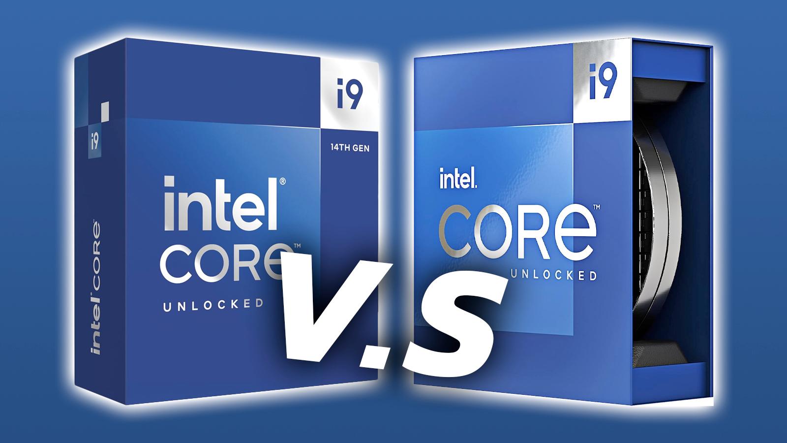 intel i9-14900K and 13900K boxes with the VS in front of it