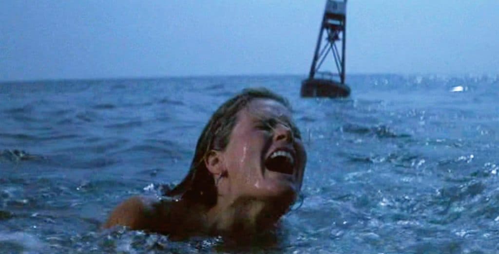 A still from the opening sequence of Jaws