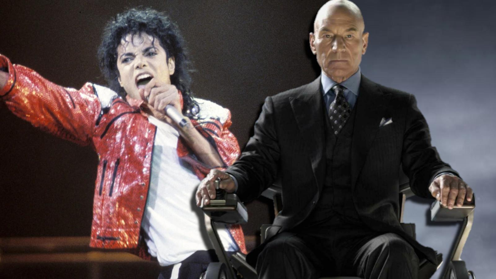 Michael Jackson and Patrick Stewart as Professor X