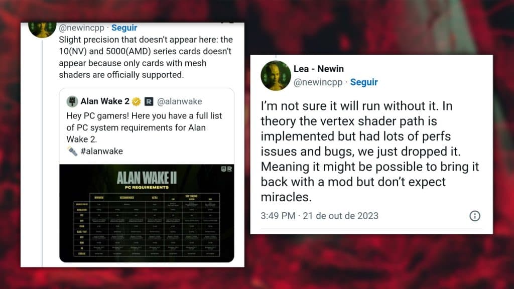Alan Wake 2 developer tweet