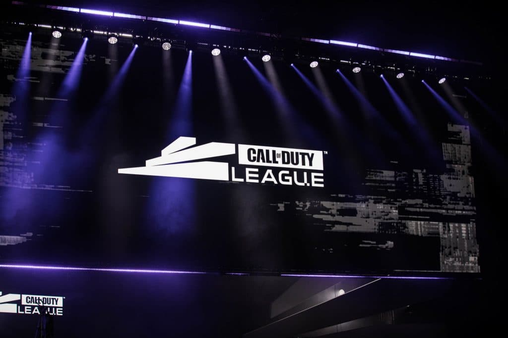 Call of Duty League logo on screen at CDL event