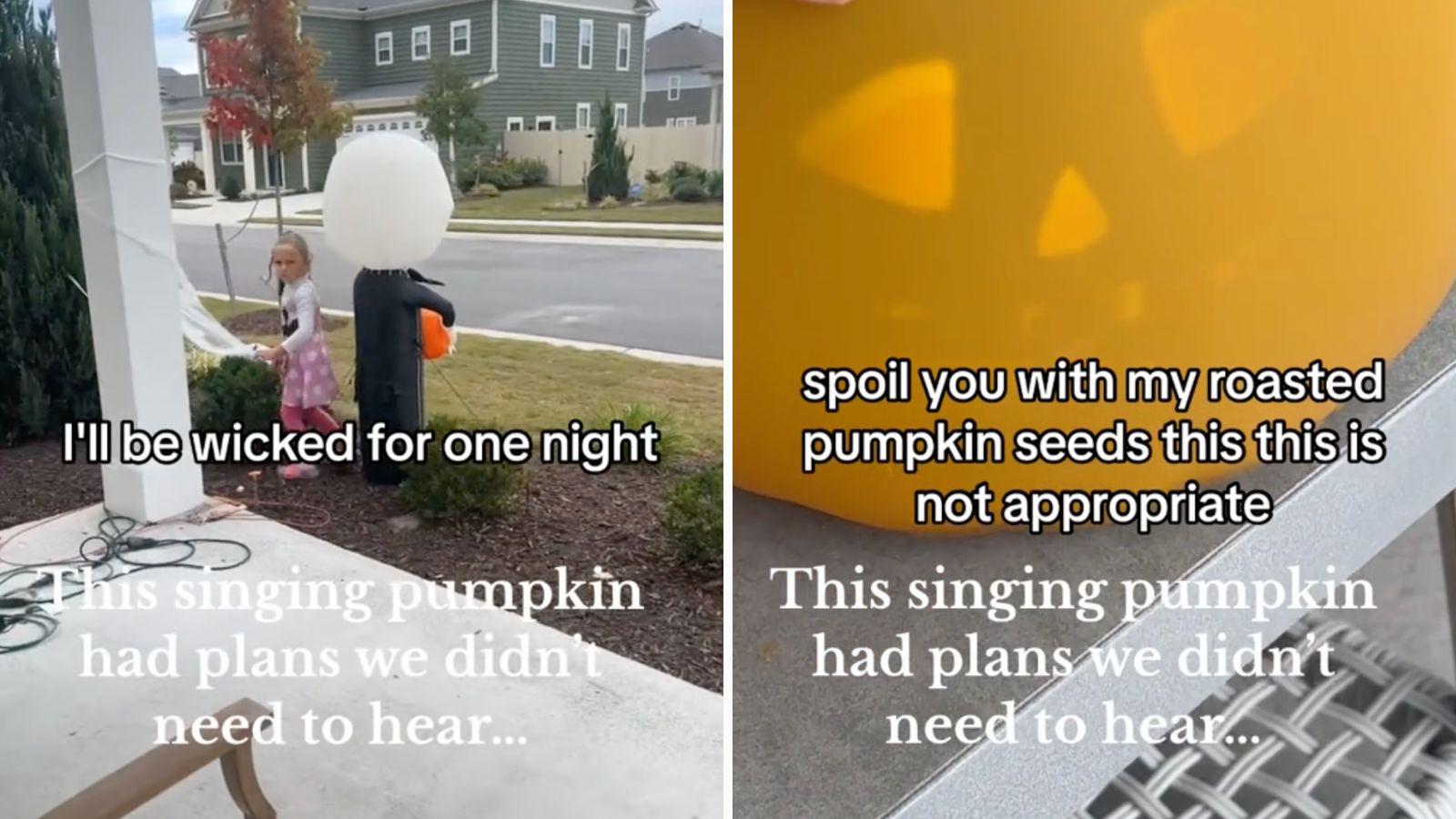 LED pumpkin singing a song with 'inappropriate' lyrics