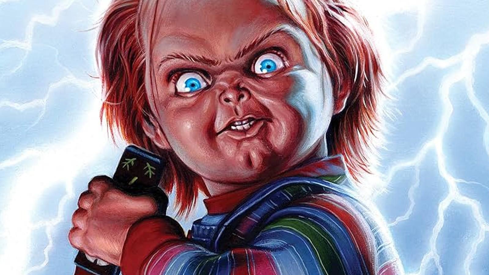 Killer doll Chucky brandishing a knife in Child's Play.