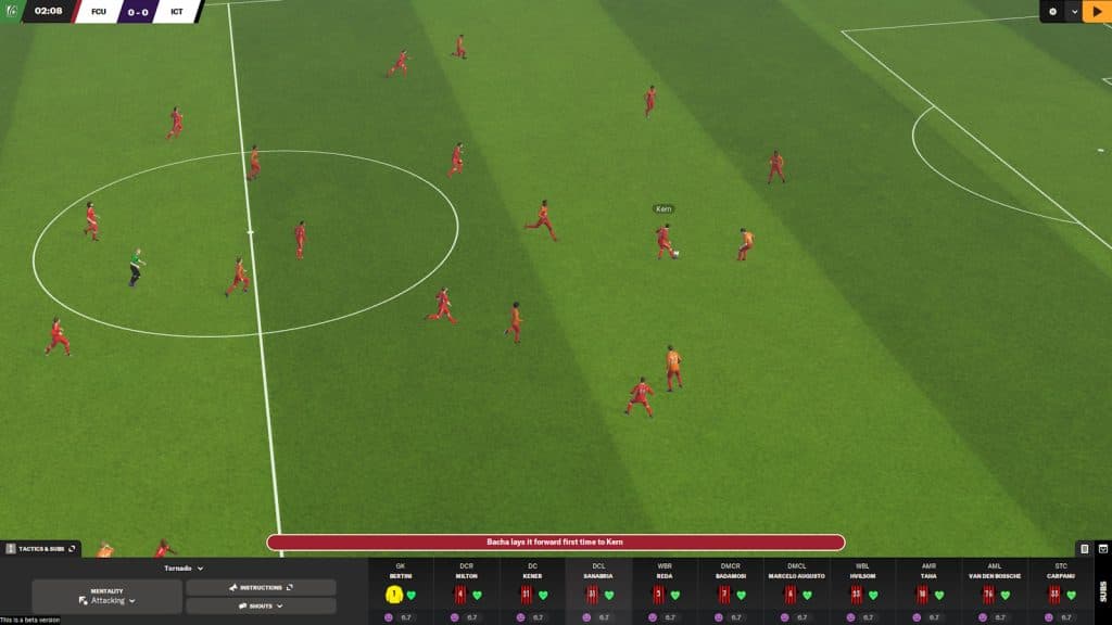 Gameplay of a friendly match in Football Manager 2024 between Frankfurt and Inverness CT.