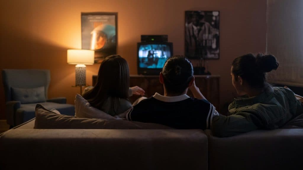 Stock image of people watching a movie