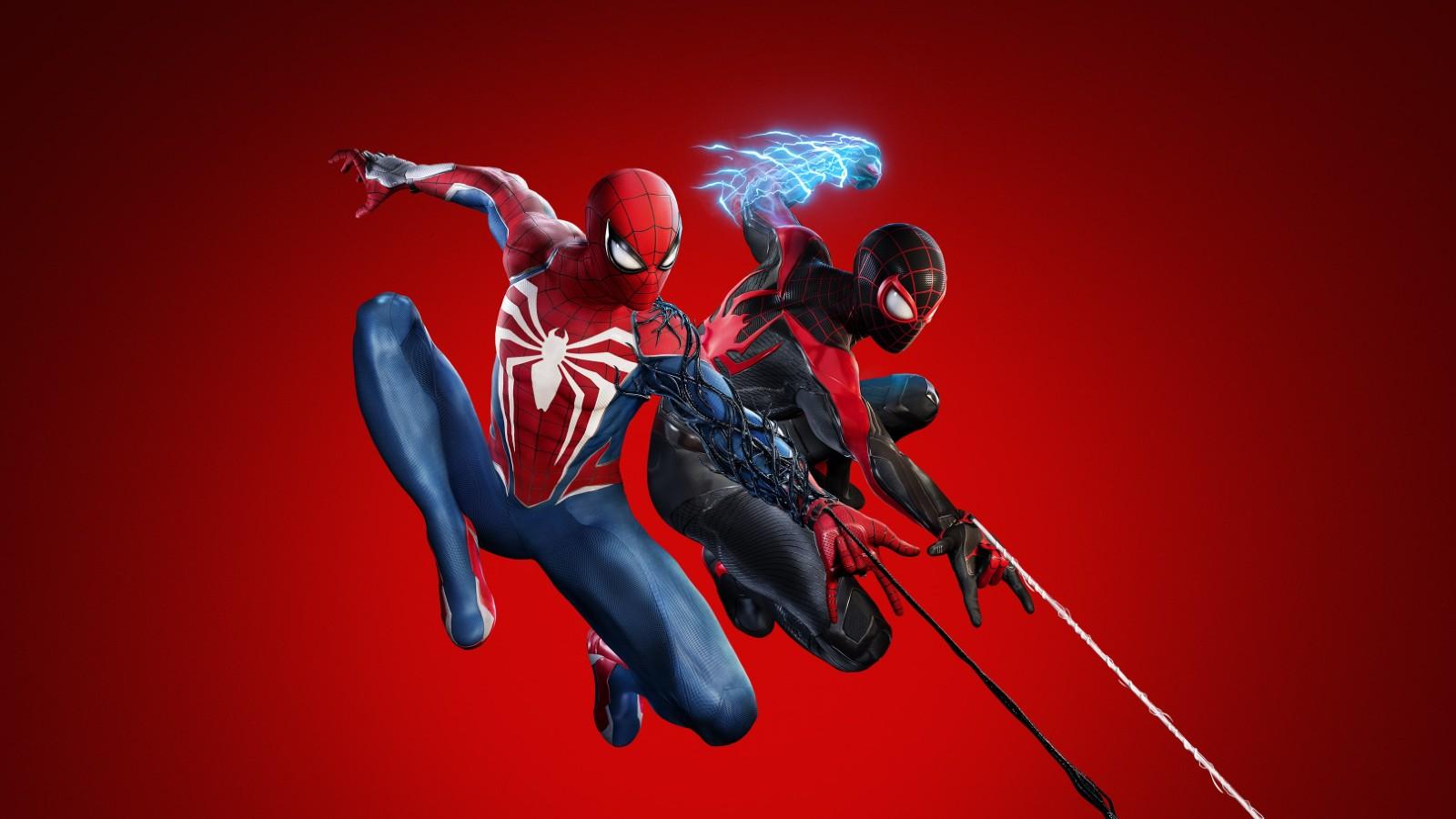 The official artwork for Marvel's Spider-Man featuring Peter Parker and Miles Morales.