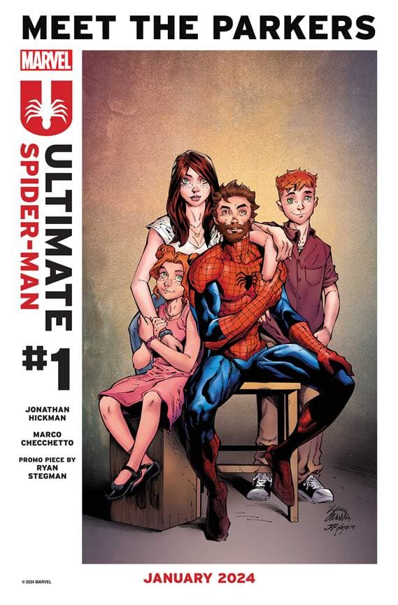Ultimate Spider-Man #1 cover art with the Parker family