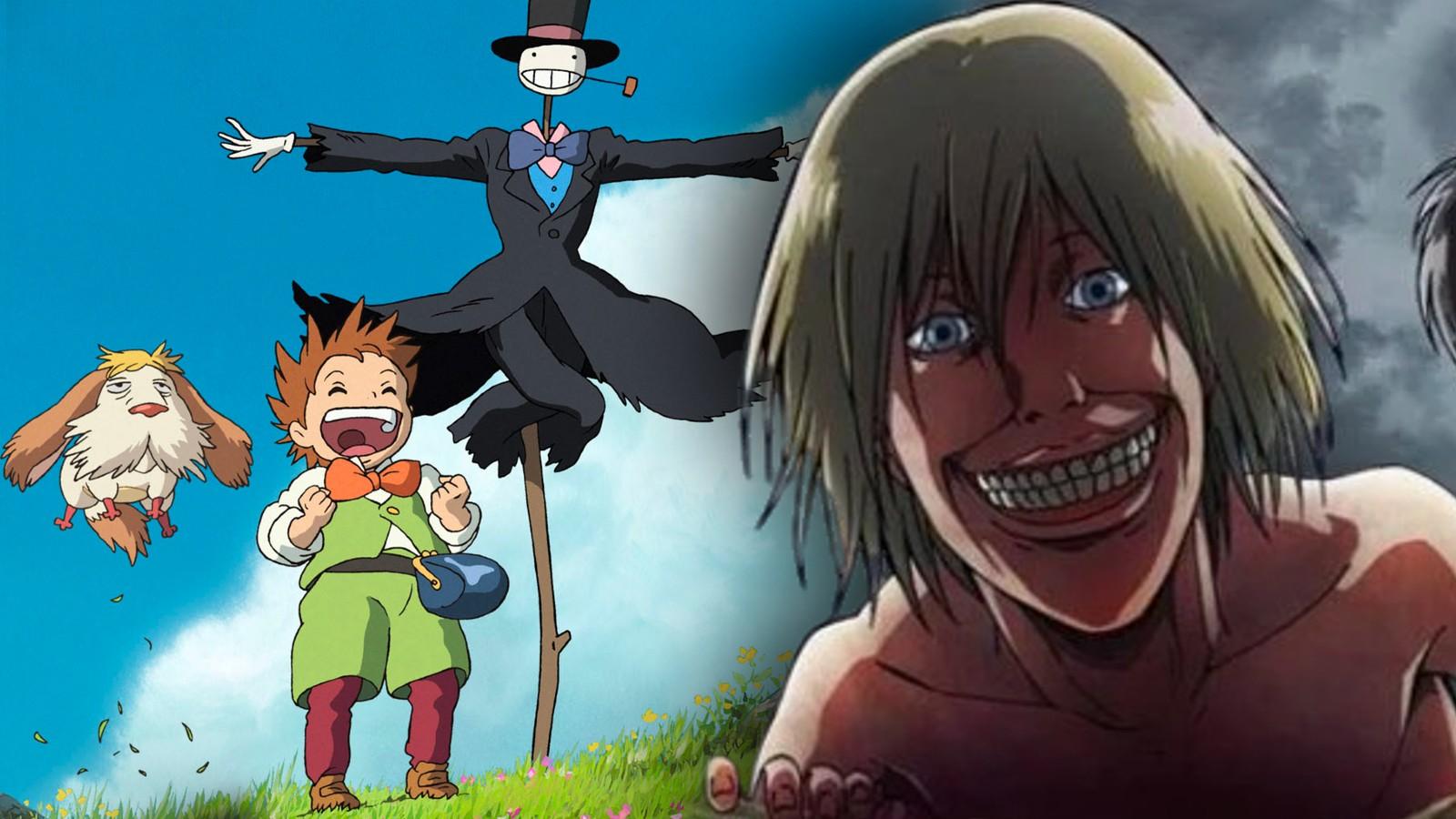 Stills from Howl's Moving Castle and Attack on Titan